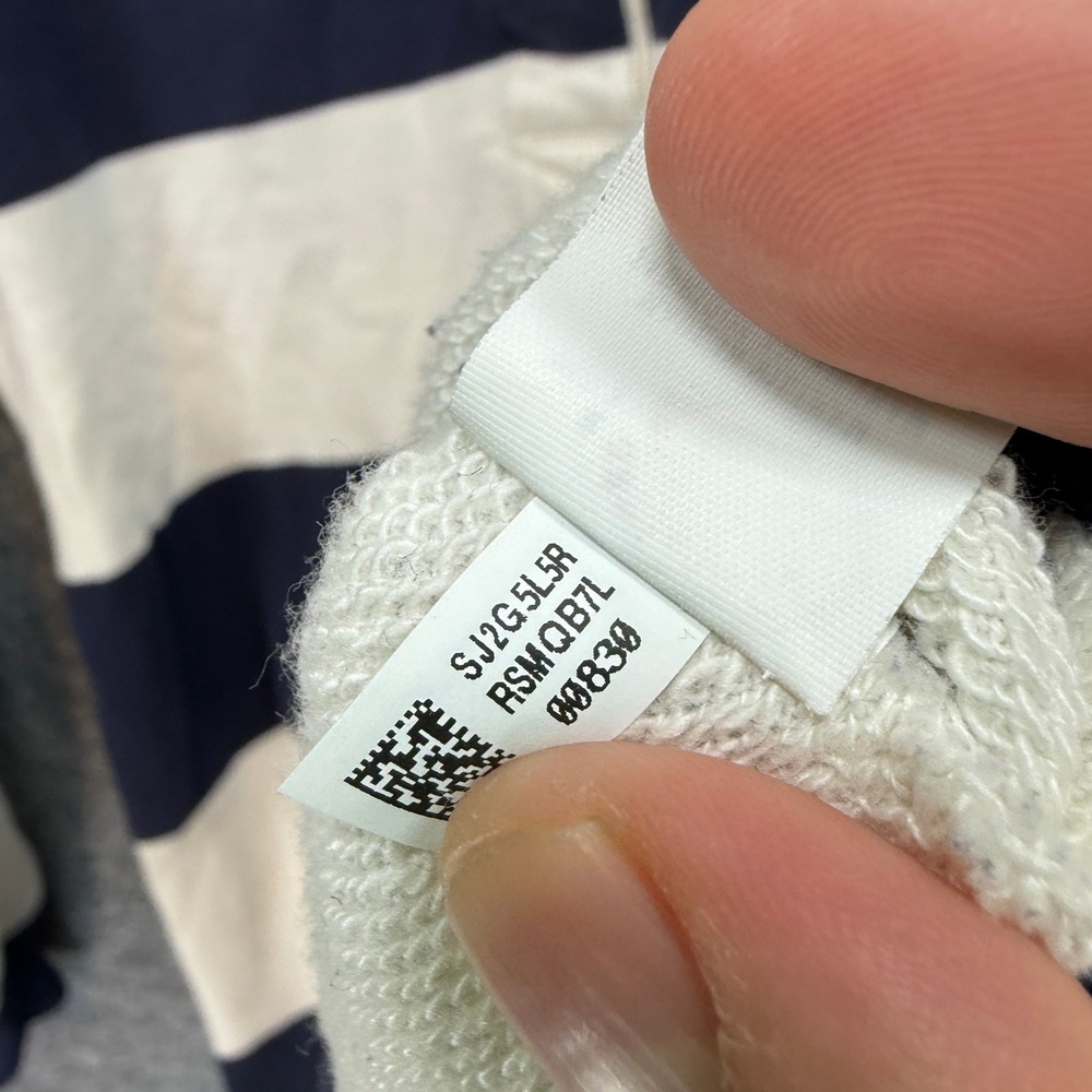 Aerie Rugby Sweatshirt Womens XS Blue Striped Oversized Coastal Pullover Fleece - Picture 7 of 11